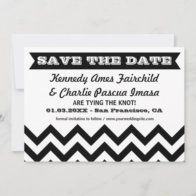 Enregistrer la date Chevron Wedding Cartes (Devant)