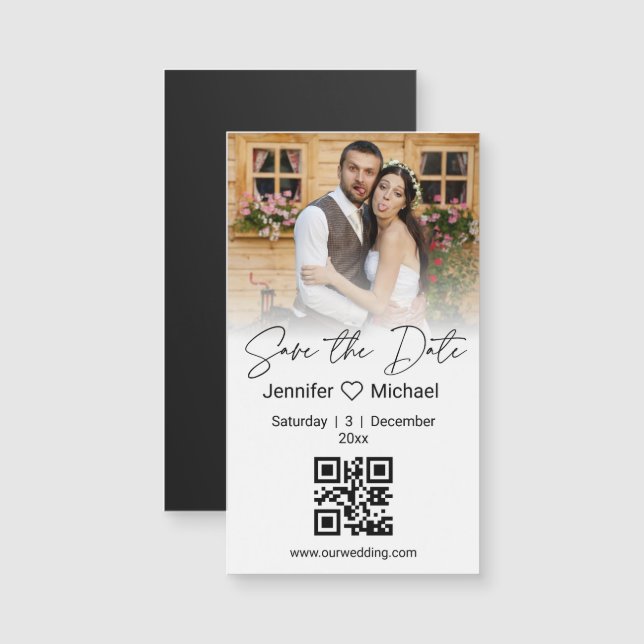 enregistrer la date code qr couple photo aimant mi (Devant / Derrière)