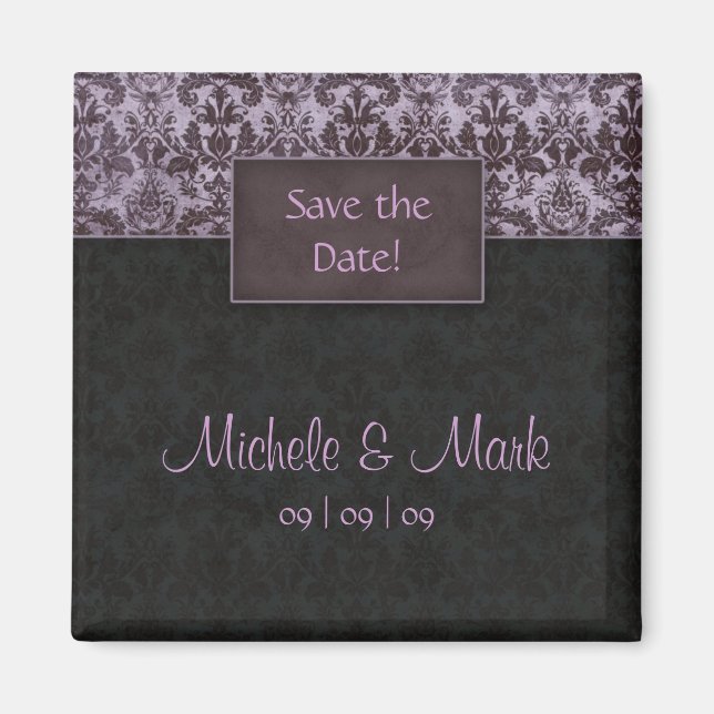 Enregistrer la date Damask Magnet Purple (Devant)