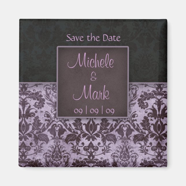 Enregistrer la date Damask Magnet Purple (Devant)