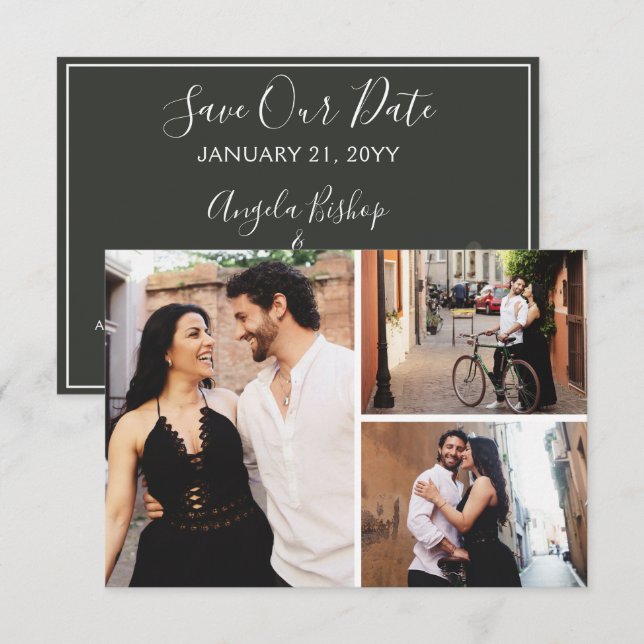 Enregistrer La Date Elegant Blush Floral 3 Cartes  (Devant / Derrière)