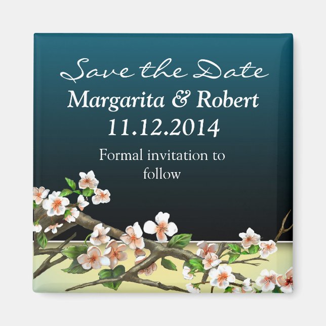 enregistrer la date élégante fleurs magnets (Devant)