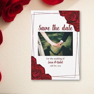 Enregistrer la date fleurs rouges romantiques