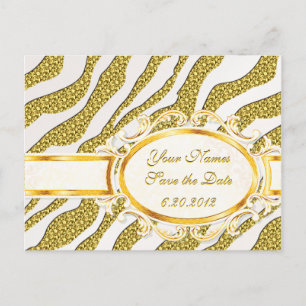 Enregistrer la date Gold Zebra Stripes carte posta
