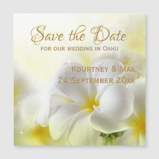 Enregistrer la date Hawaii White Plumeria Magnetic