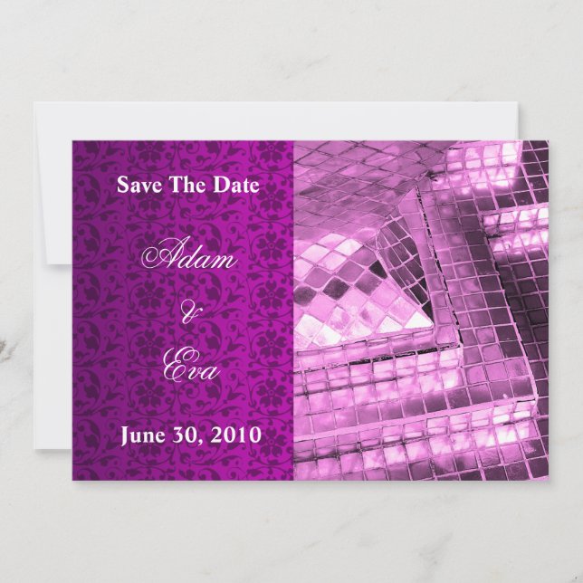 Enregistrer La Date Invitation Violet Gemstone Mos (Devant)