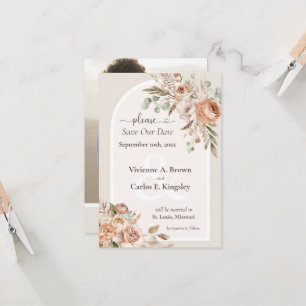 Enregistrer La Date Lumière Terre Tone Boho Floral