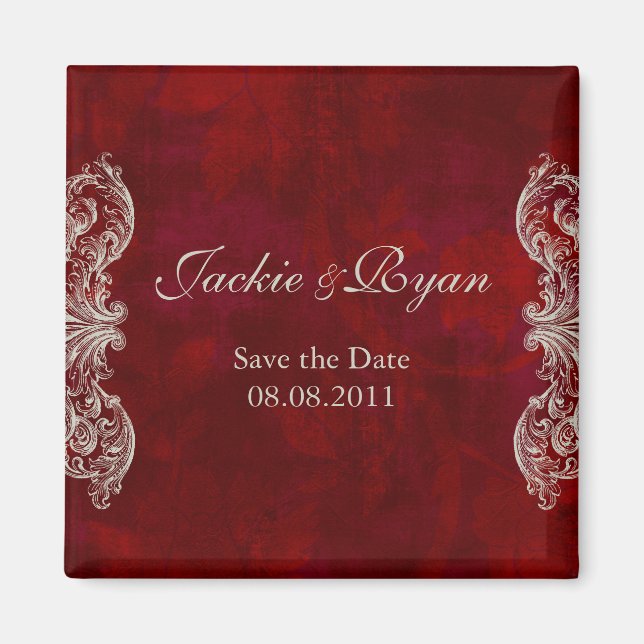 Enregistrer la date Magnet Antique Rose Rouge (Devant)