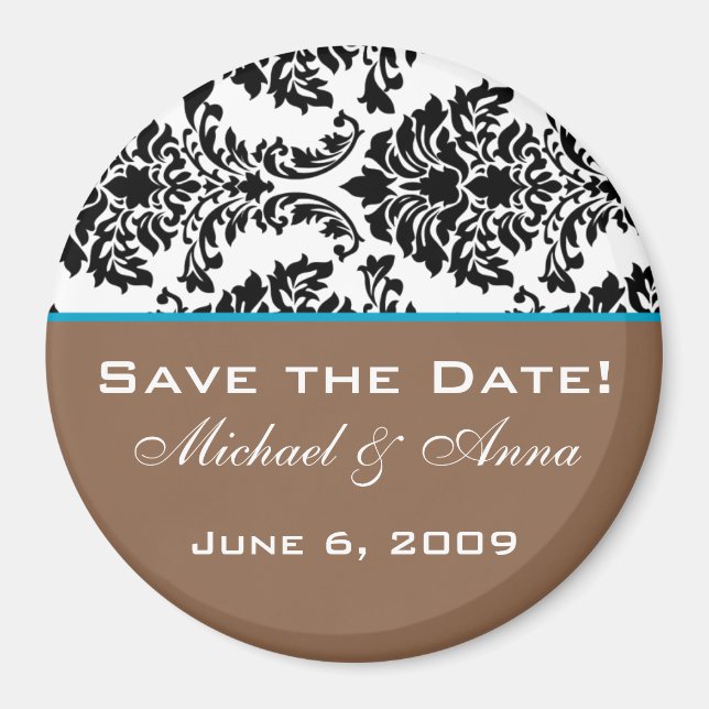 Enregistrer la date Magnet Baroque Brown Aqua Blue (Devant)