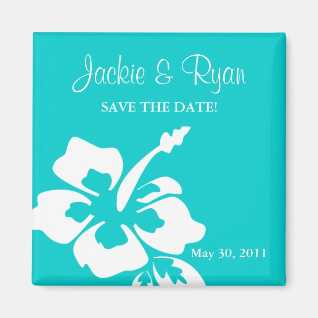 Enregistrer la date Magnet Beach Mariage Hibiscus  (Devant)