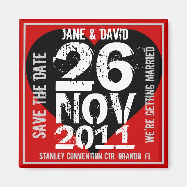 Enregistrer la date Magnet Big Date Rouge (Devant)