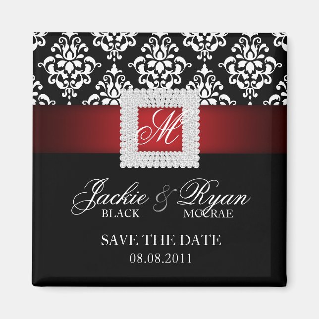 Enregistrer la date Magnet Bijoux Broche Rouge Noi (Devant)