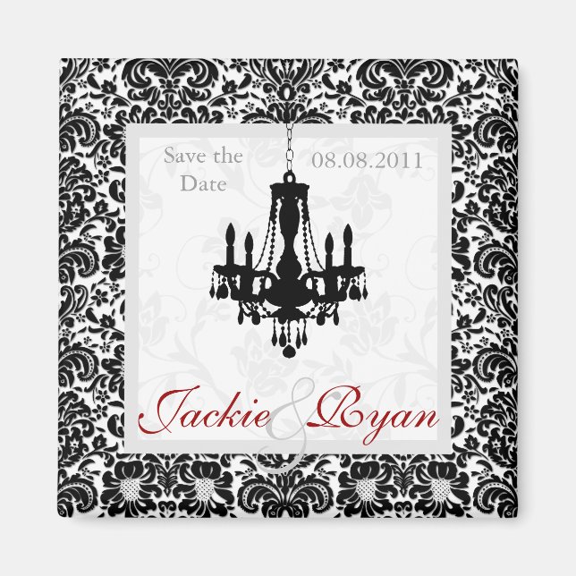 Enregistrer la date Magnet Chandelier noir blanc (Devant)