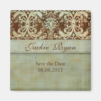 Enregistrer la date Magnet Damask vert Vintage