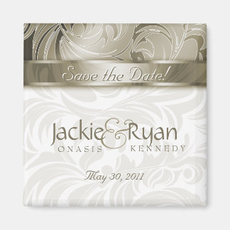 Enregistrer la date Magnet Floral Leaf Gold 2