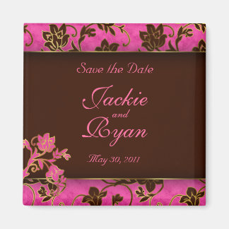 Enregistrer la date Magnet Gold Floral Pink Brown