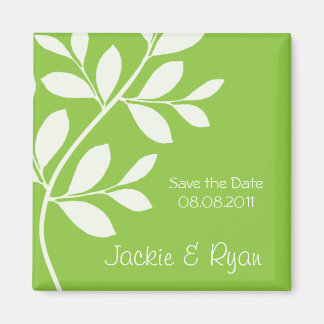 Enregistrer la date Magnet Leaf Branch Lime Green