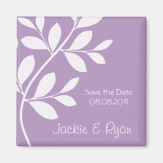 Enregistrer la date Magnet Leaf Branch Purple