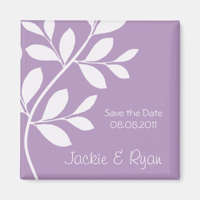 Enregistrer la date Magnet Leaf Branch Purple (Devant)