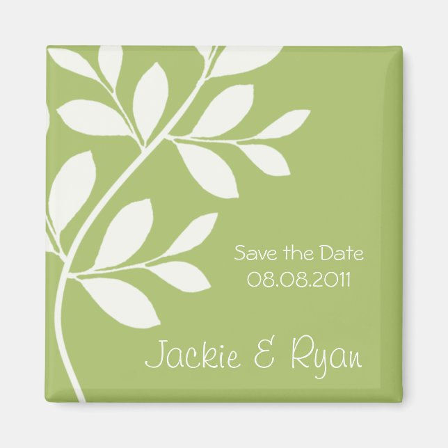 Enregistrer la date Magnet Leaf Branch Sage green (Devant)