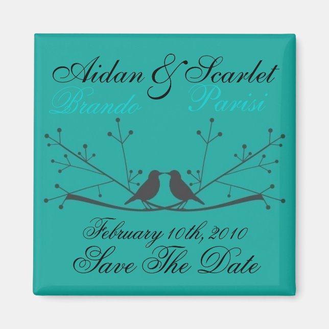 ENREGISTRER LA DATE MAGNET MARIAGE BLEU - CUSTOMIS (Devant)