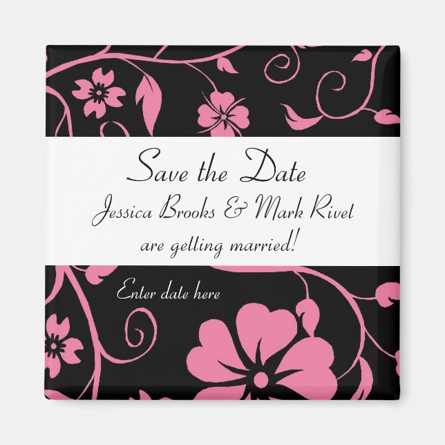 Enregistrer la date - Magnet Mariage floral (Devant)