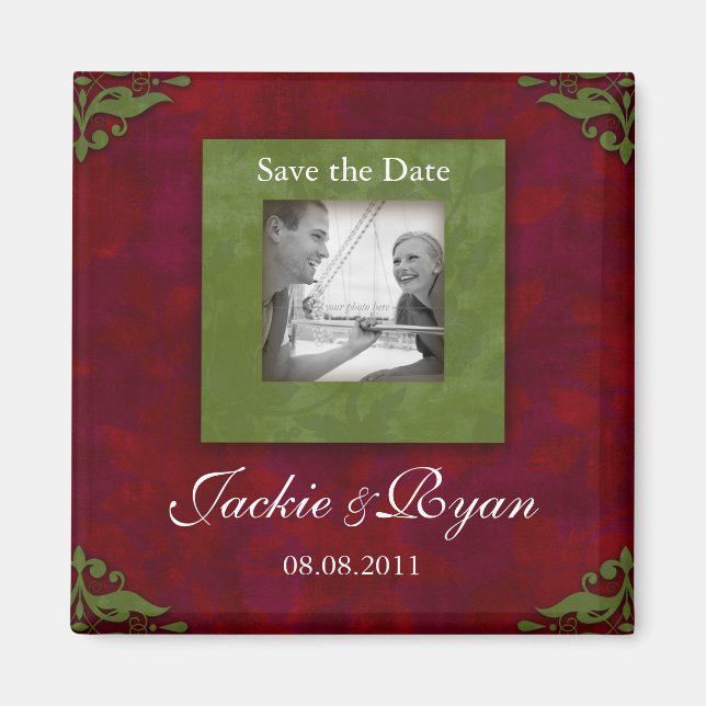 Enregistrer la date Magnet Noël Mariage Floral (Devant)