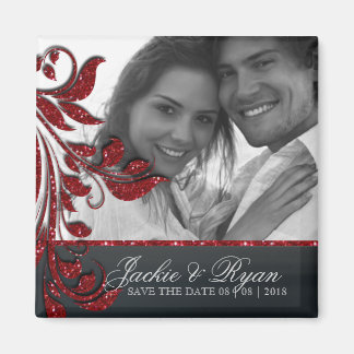Enregistrer la date Magnet Photo Rouge Étincelle N