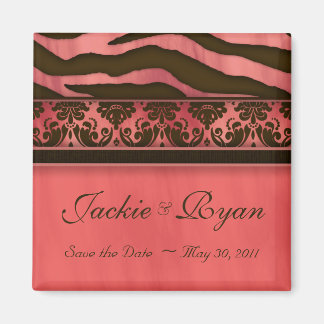 Enregistrer la date Magnet Zebra Damask Coral
