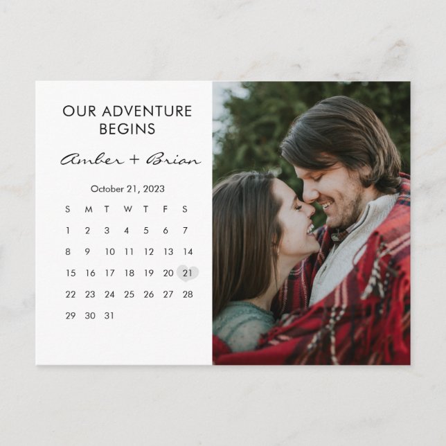 Enregistrer la date Mariage Calendrier photo carte (Devant)