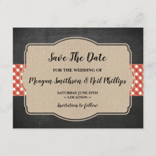 Enregistrer la date Mariage carte rouge En vichy B
