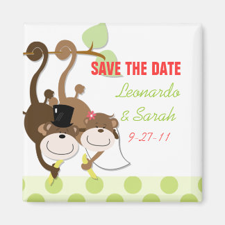 Enregistrer la date Mariage de singe Couple Magnet