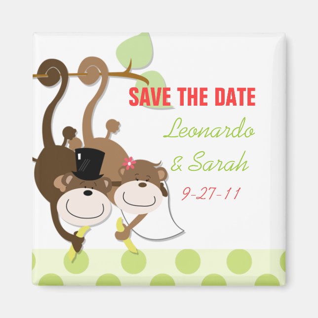 Enregistrer la date Mariage de singe Couple Magnet (Devant)