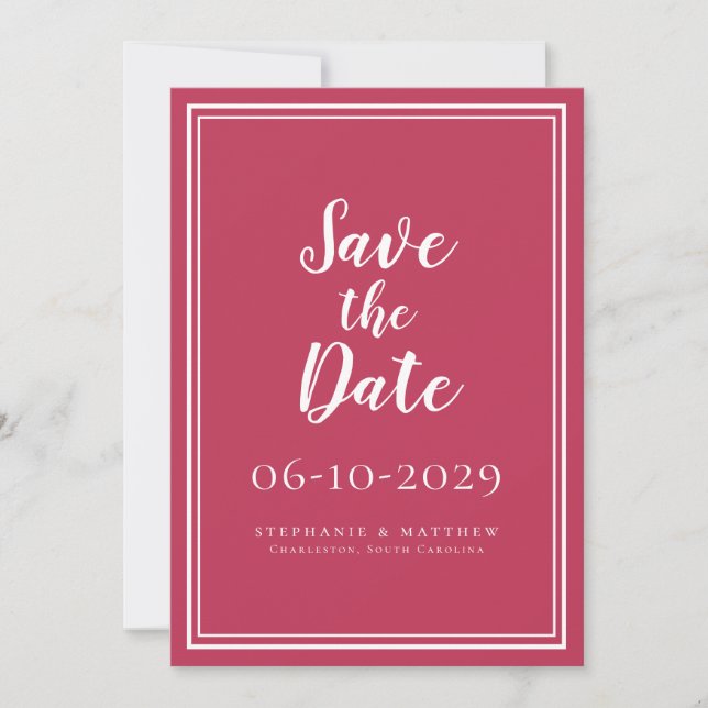 Enregistrer la date Mariage Magenta Rouge Simple M (Devant)