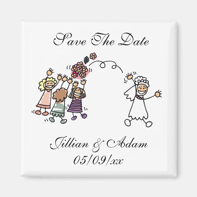 Enregistrer La Date Mariage Magnet Bride Lance Bou (Devant)