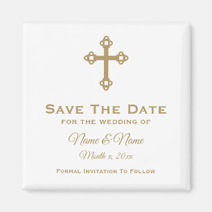 Enregistrer La Date Mariage Magnet : Croix Religie
