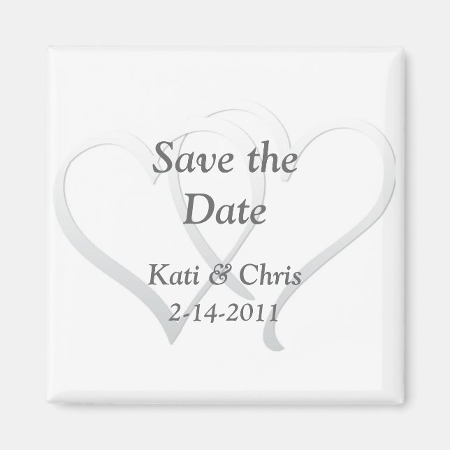 Enregistrer la date Mariage magnets deux coeurs (Devant)