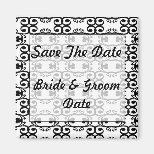 Enregistrer la date Mariage noir et blanc Magnets (Devant)