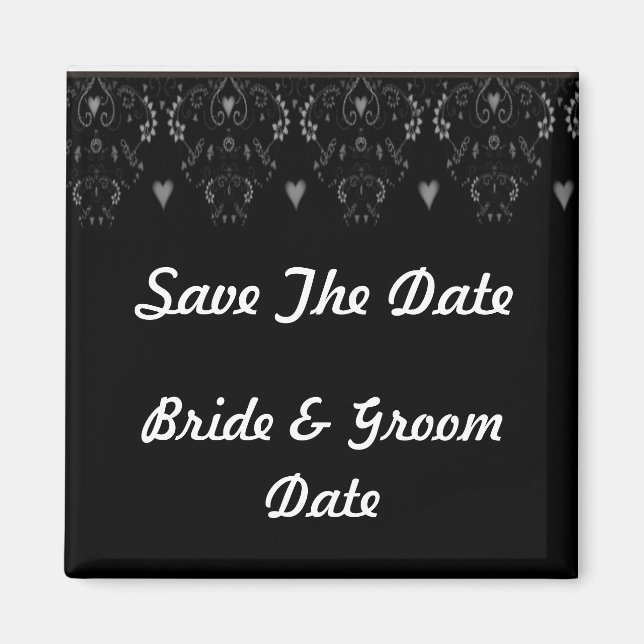 Enregistrer la date Mariage noir et blanc Magnets (Devant)