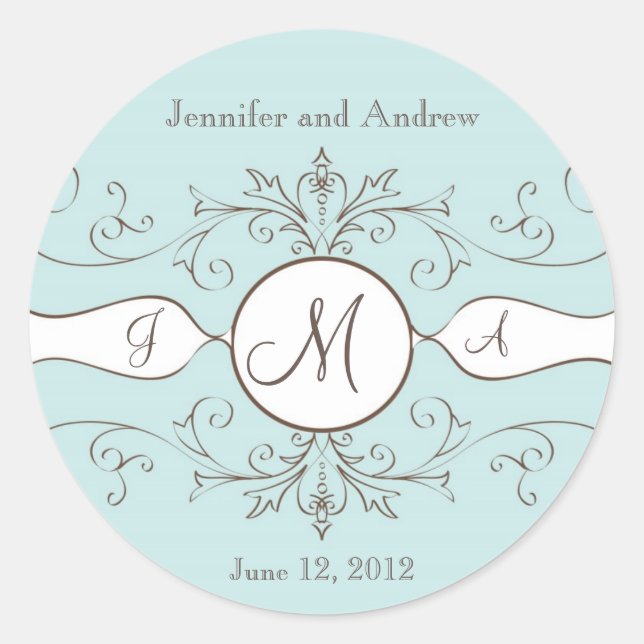 Enregistrer la date Mariage Stickers Monogramme Br (Devant)