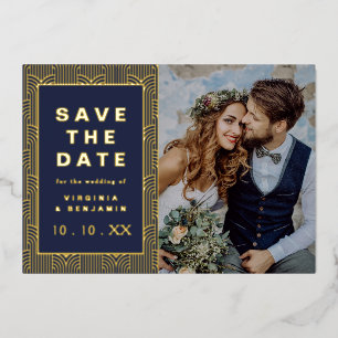 Enregistrer La Date Marine Gold Foil Invitation