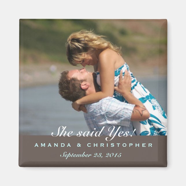 Enregistrer la date Modern Brown & Blue Magnet (Devant)