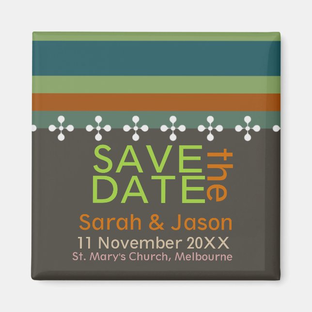 Enregistrer la date Modern Earth Stripes Magnet (Devant)