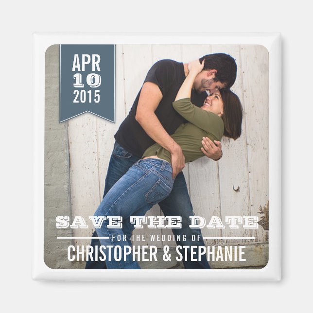 Enregistrer la date Modern Rustic Photo Magnet | G (Devant)