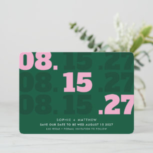 ENREGISTRER LA DATE moderne type en bloc date vert