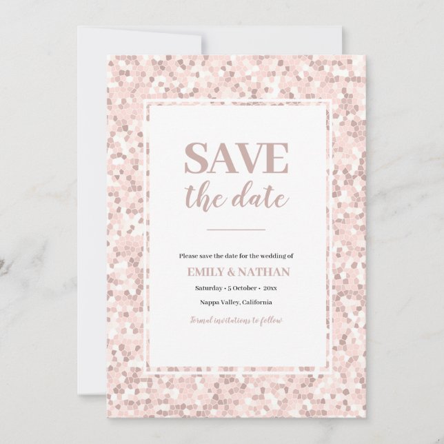 Enregistrer la date Mosaic Dusty Pink Invitation (Devant)