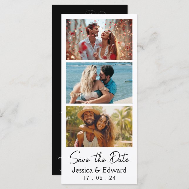 Enregistrer La Date PhotoBooth Qr Code Black White (Devant / Derrière)