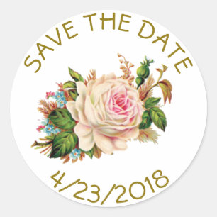 Enregistrer la date Pink Gold Striped Stickers