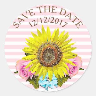 Enregistrer la date Pink Stripe Stickers Tournesol