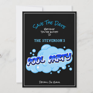 Enregistrer la date Pool Invitation Bleu bulles